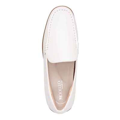 【撥水仕様】モデロ MODELLO 「Recovery Shiatsu Insole」搭載で指圧効果により血行をよくする。Recoveryスクエアトゥ モカシンシューズ  DML5500R WHITE 23.0