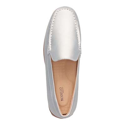 【撥水仕様】モデロ MODELLO スクエアトゥ モカシンシューズ  DML5500 SILVER 23.0