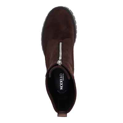 【撥水仕様】モデロ MODELLO 「Recovery Shiatsu Insole」搭載で指圧効果により血行を115％促進。 COVEROSS Bee 5.5cmヒール タンクソールショートブーツ DML5504R D-BROWN-SILKY 23.0