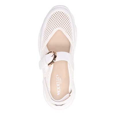 モデロ MODELLO 「リカバリーインソール」搭載で指圧効果により血行を115％促進。Recoveryスニーカーサンダル　DML5507R WHITE M（23～23.5ｃｍ）