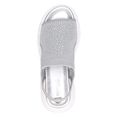 モデロ MODELLO ラインストーンが華やかなニットサンダル　DML6055 GRAY 23.0