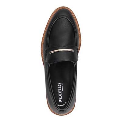 【撥水仕様】モデロ MODELLO 「リカバリーインソール」搭載で指圧効果により血行を115％促進。バー金具付き Recovery厚底ローファー　DML6061R BLACK 23.0