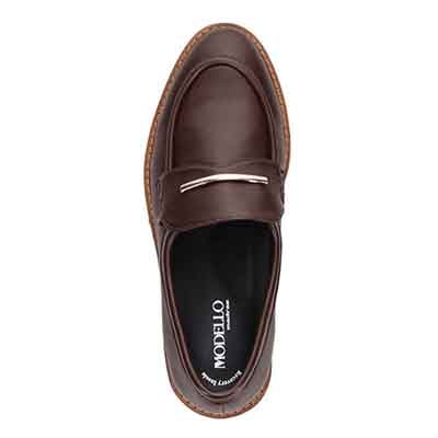 【撥水仕様】モデロ MODELLO 「Recovery Shiatsu Insole」搭載で指圧効果により血行をよくする。バー金具付き厚底ローファー　DML6061R D-BROWN 23.0