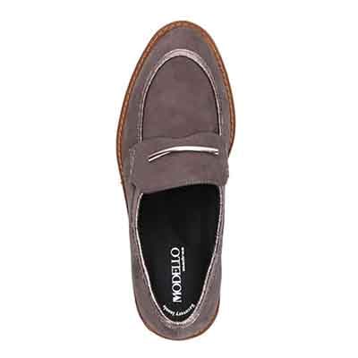 【撥水仕様】モデロ MODELLO 「Recovery Shiatsu Insole」搭載で指圧効果により血行をよくする。バー金具付き厚底ローファー　DML6061R GRAY-SILKY 23.0