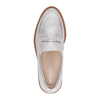 【撥水仕様】モデロ MODELLO 「リカバリーインソール」搭載で指圧効果により血行を115％促進。バー金具付き Recovery厚底ローファー　DML6061R SILVER 23.0