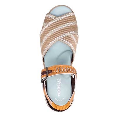 モデロ MODELLO 「リカバリーインソール」搭載で指圧効果により血行を115％促進。Recoveryクロスベルトプラットフォームサンダル　DML6064R BEIGE/C 23