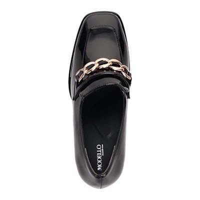 モデロ MODELLO 「リカバリーインソール」搭載で指圧効果により血行を115％促進。Recoveryチャンキーヒールローファー　DML6066R BLACK-ENAMEL 23.0