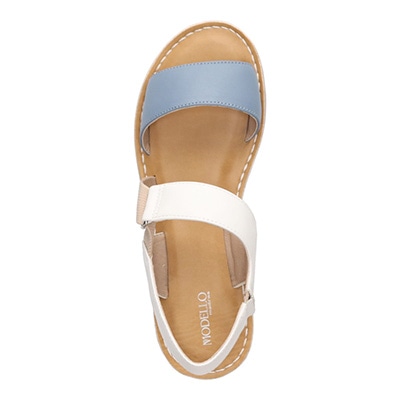 定番モールドソールで歩きやすく♪太めステッチがポイント♪カジュアルサンダル DML7115 BLUE/WHITE M　(23.0～23.5)