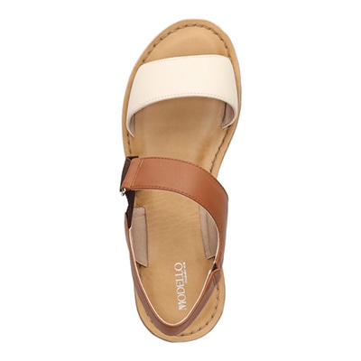 定番モールドソールで歩きやすく♪太めステッチがポイント♪カジュアルサンダル DML7115 BROWN-MULTI M　(23.0～23.5)