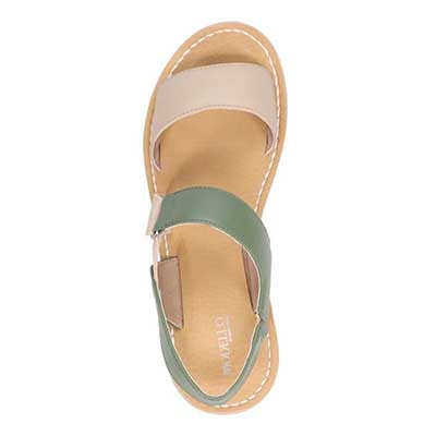 定番モールドソールで歩きやすく♪太めステッチがポイント♪カジュアルサンダル DML7115 GREEN/BEIGE M　(23.0～23.5)