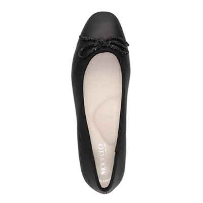 【撥水仕様】モデロ MODELLO 「Recovery Shiatsu Insole」搭載で指圧効果により血行を115％促進。 0.5ｃｍヒール バレエシューズ  DML8814R BLACK/BLACK 23.0