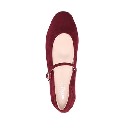 【撥水仕様】モデロ MODELLO 0.5ｃｍヒール 大人っぽく履ける ストラップ付きバレエシューズ  DML8816 WINE-SILKY 23.0