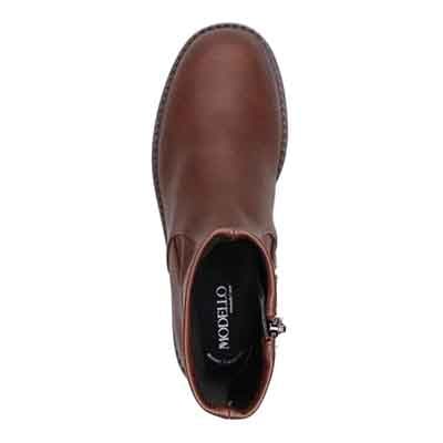 【撥水仕様】モデロ MODELLO 「Recovery Shiatsu Insole」搭載で指圧効果により血行をよくする。3.5cmヒール タンクソールミドルブーツ DML8820R D-BROWN 23.0