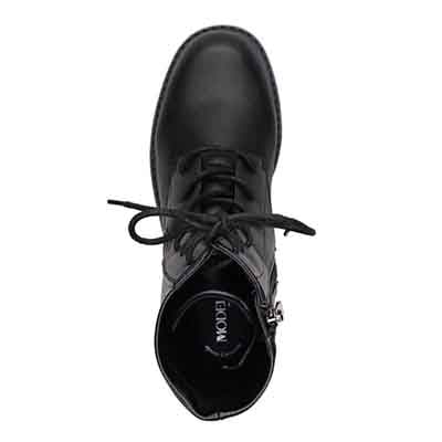 モデロ MODELLO 「Recovery Shiatsu Insole」搭載で指圧効果により血行をよくする。3.5cmヒール カジュアルレースアップミドルブーツ DML8821R BLACK 23.0