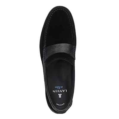 ランバンオンブルー LANVIN en Bleu 「Recovery Shiatsu Insole」搭載で指圧効果により血行をよくする。レザーカジュアルローファー　EB5000XR BLACK-VELOURS 25.0
