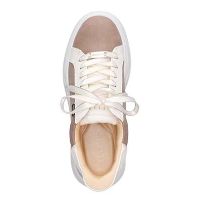 【4cm4時間防水設計】エル スポーツ ELLESPORT スッと履けるクイックフィット　レイン仕様  コートスニーカー　ESP12591 BEIGE/C 23.0