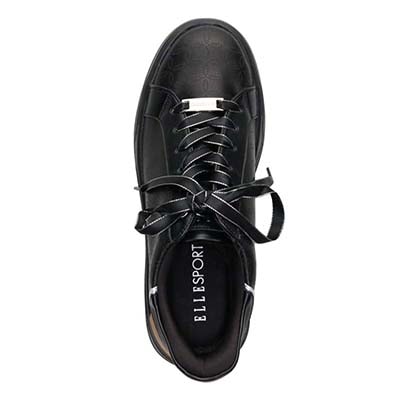【4cm4時間防水設計】エル スポーツ ELLESPORT スッと履けるクイックフィット　レイン仕様  コートスニーカー　ESP12591 BLACK 23.0