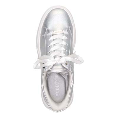 【4cm4時間防水設計】エル スポーツ ELLESPORT スッと履けるクイックフィット　レイン仕様  コートスニーカー　ESP12591 SILVER 23.0