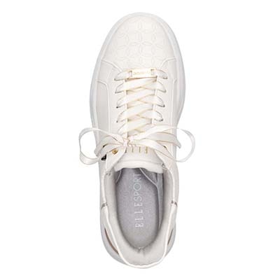 【4cm4時間防水設計】エル スポーツ ELLESPORT スッと履けるクイックフィット　レイン仕様  コートスニーカー　ESP12591 WHITE 23.0