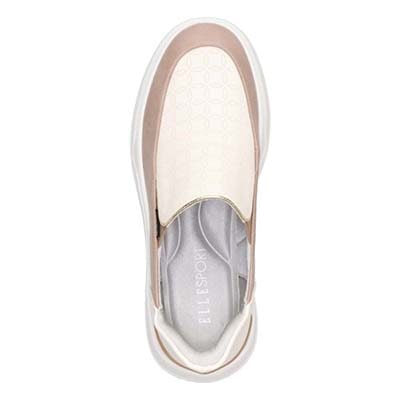 【4cm4時間防水設計】エル スポーツ ELLESPORT  スッと履けるクイックフィット　レイン仕様  スリッポンスニーカー　ESP12592 BEIGE/WHITE 23.0