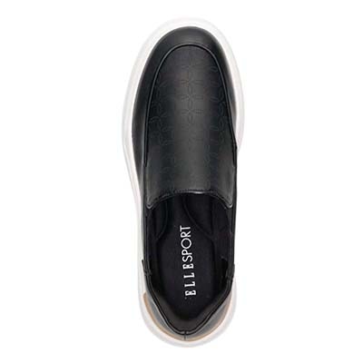 【4cm4時間防水設計】エル スポーツ ELLESPORT  スッと履けるクイックフィット　レイン仕様  スリッポンスニーカー　ESP12592 BLACK 23.0