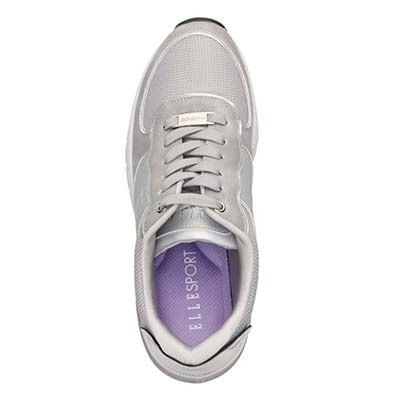 【4cm4時間防水設計】エル スポーツ ELLESPORT スッと履けるクイックフィット　レイン仕様  ニットレースアップスニーカー　ESP12595 SILVER 23.0