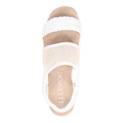 エル スポーツ ELLESPORT メッシュ調ウェッジサンダル　ESP12740 WHITE-METALLIC 23.0