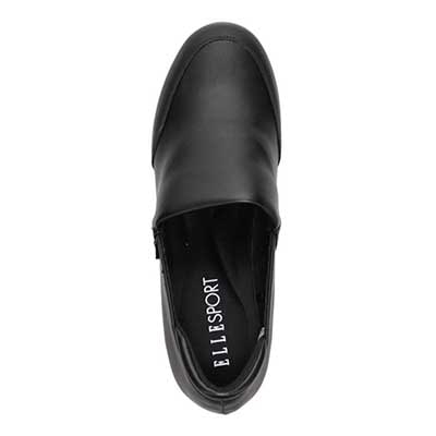 エル スポーツ ELLESPORT 軽量・ふんわりスポンジインソール♪ソフトストレッチウェッジスリッポンパンプス  ESP14701 Black2 23.0