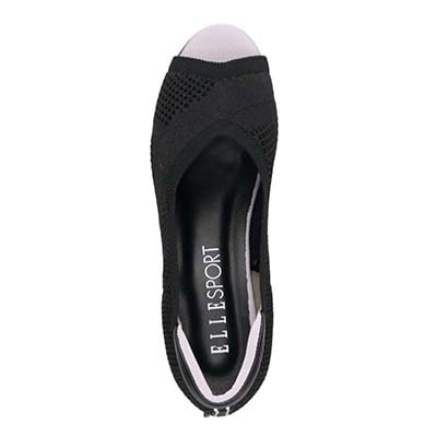 エル スポーツ ELLESPORT ニットオープントゥシューズ　ESP14708 BLACK 23.0