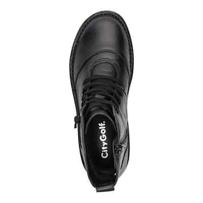 シティ ゴルフ City Golf  ゆったり足入れ アウトステッチ製法 レースアップ・カジュアルブーツ　GFL20130 BLACK 23.0