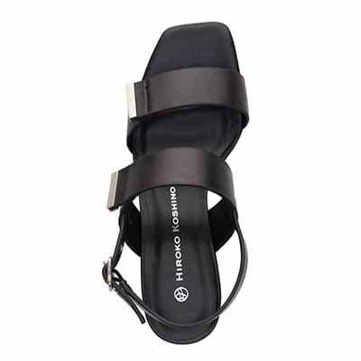 HIROKO KOSHINO 安定の太めヒール バックストラップ 5.5cmヒールサンダル　HKL8009 BLACK 23