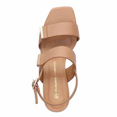HIROKO KOSHINO 安定の太めヒール バックストラップ 5.5cmヒールサンダル　HKL8009 BROWN 23