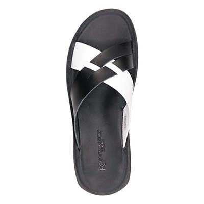 HIROKO KOSHINO HOMME  メンズ フラットサンダル　HR5911 BLACK/WHITE M（25～25.5）