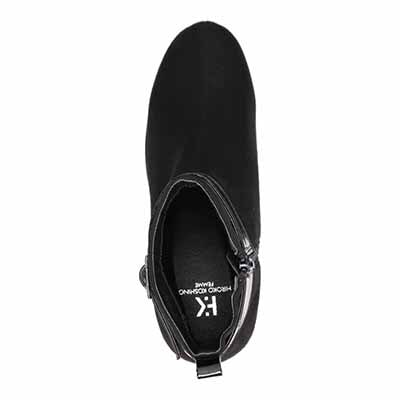 【撥水加工】HIROKO KOSHINO FEMME　ウェーブソール カジュアルショートブーツ　HRL1002 BLACK-SILKY M　(23.0～23.5)