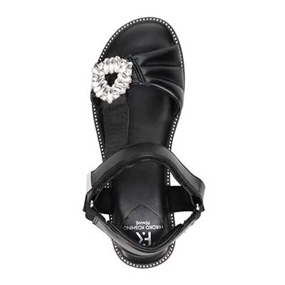 HIROKO KOSHINO FEMME　スポーツテイストのビジューサンダル　HRL1007 BLACK M　(23.0～23.5)