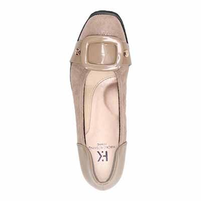 【撥水加工】HIROKO KOSHINO FEMME  超軽量で履きやすいバックルシャーリング入りパンプス  HRL2000 BEIGE-SILKY 23.0