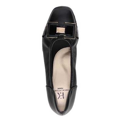 【撥水加工】HIROKO KOSHINO FEMME　超軽量、シャーリングウエッジパンプス　HRL2012 BLACK 23.0