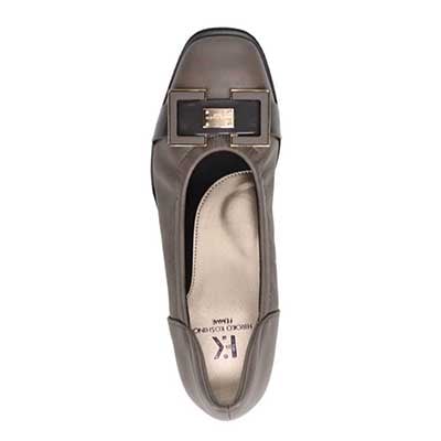 【撥水加工】HIROKO KOSHINO FEMME　超軽量、シャーリングウエッジパンプス　HRL2012 D-GRAY 23.0