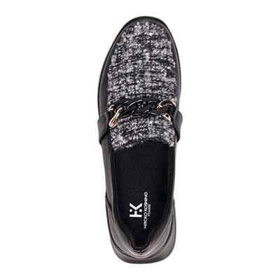 【防滑】HIROKO KOSHINO FEMME　グラスファイバー入り寒冷地用ソールの上品なローファー　HRL2022 BLACK/C 23.0