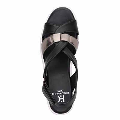 HIROKO KOSHINO FEMME クロスベルトウェッジサンダル HRL2028 BLACK 23.0