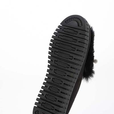HIROKO KOSHINO FEMME フェイクファーとラインストーンボールが大人可愛いモカシン HRL2033 BLACK 23.0