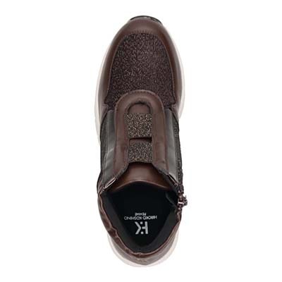 【撥水加工】HIROKO KOSHINO FEMME　ヒールタイプ・ハイカットドレススニーカー　HRL3004 BROWN 23.0