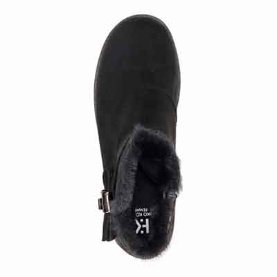 【撥水加工】HIROKO KOSHINO FEMME　ファー付き スエード調ショートブーツ  HRL4002 BLACK-SILKY 23.0