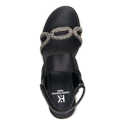 HIROKO KOSHINO FEMME 屈曲性のある 6cmウェッッジソールデザインサンダル　HRL5002 BLACK M　(23.0～23.5)