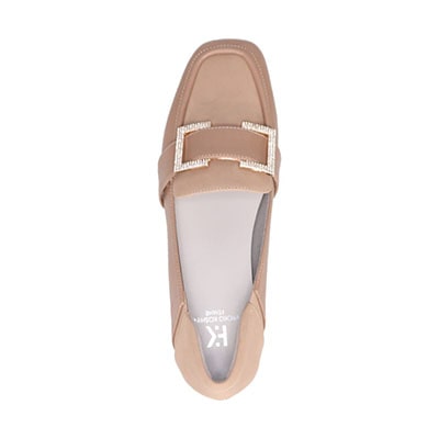 HIROKO KOSHINO FEMME　足元に華やぎと上品さを ヌバック×スムース素材 コンビローファー　HRL5004 D-BEIGE 23.0