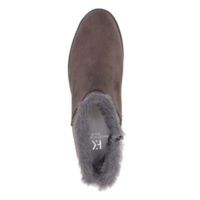 HIROKO KOSHINO FEMME　あたたかさと華やかさを両立 ファー付きスエードショートブーツ　HRL5006 GRAY 23.0