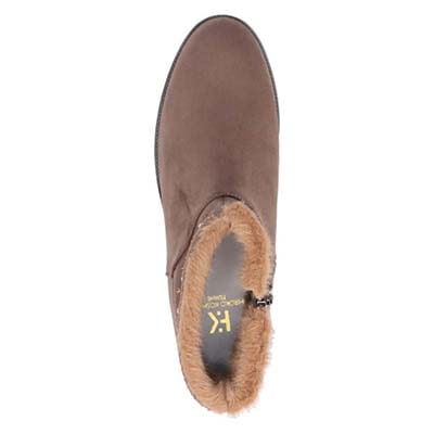 HIROKO KOSHINO FEMME　あたたかさと華やかさを両立 ファー付きスエードショートブーツ　HRL5006 OAK 23.0