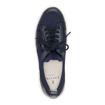 ランバンオンブルー LANVIN en Bleu 「リカバリーインソール」搭載で指圧効果により血行を115％促進。ニットスニーカー　LB1005XR NAVY 25