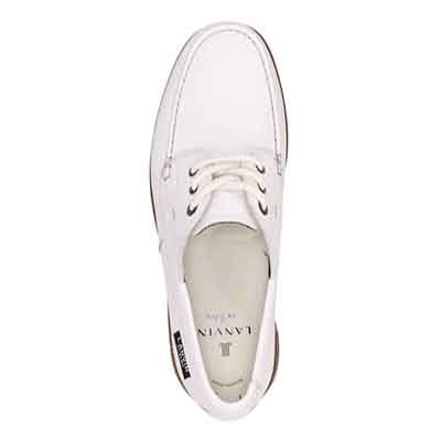 ランバンオンブルー LANVIN en Bleu 「リカバリー指圧インソール」搭載で指圧効果により血行を115％促進。レースアップカジュアルシューズ　LB1022XR WHITE 25.0
