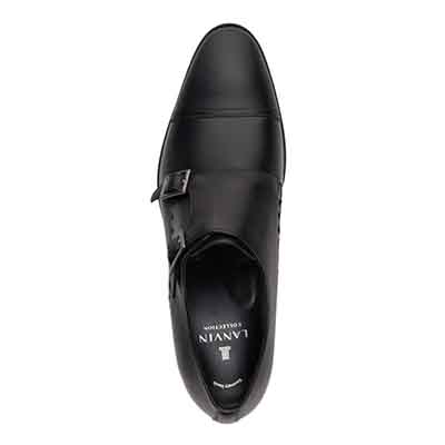 ランバンコレクション LANVIN COLLECTION 「Recovery Shiatsu Insole」搭載で指圧効果により血行をよくする。ダブルモンクストラップドレスシューズ　LV1021XR BLACK 25.0